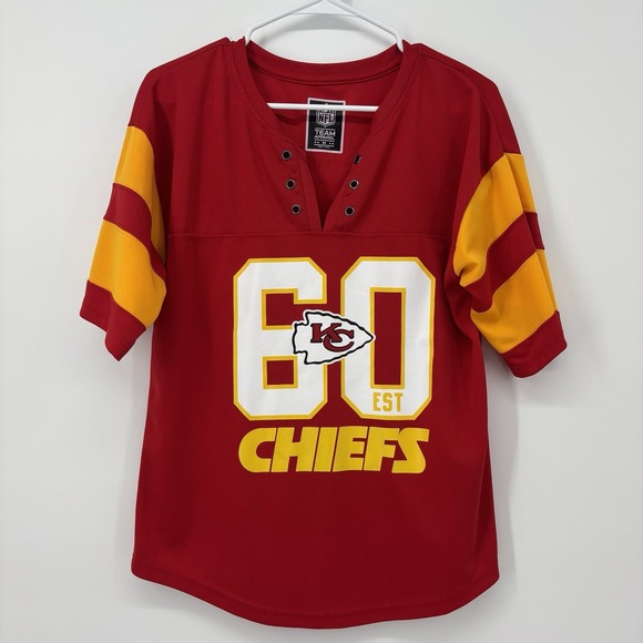 Nfl Team Tops - Kansas City Chiefs Jersey 60th‎ Anniversary Red Womens Size Medium NFL Football